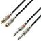 Adam Hall K3 TPC 0100 - кабель аудио 2 x RCA (M) - 2 х TRS (jack) mono 6.3 mm, 0.22 мм2, 1 м