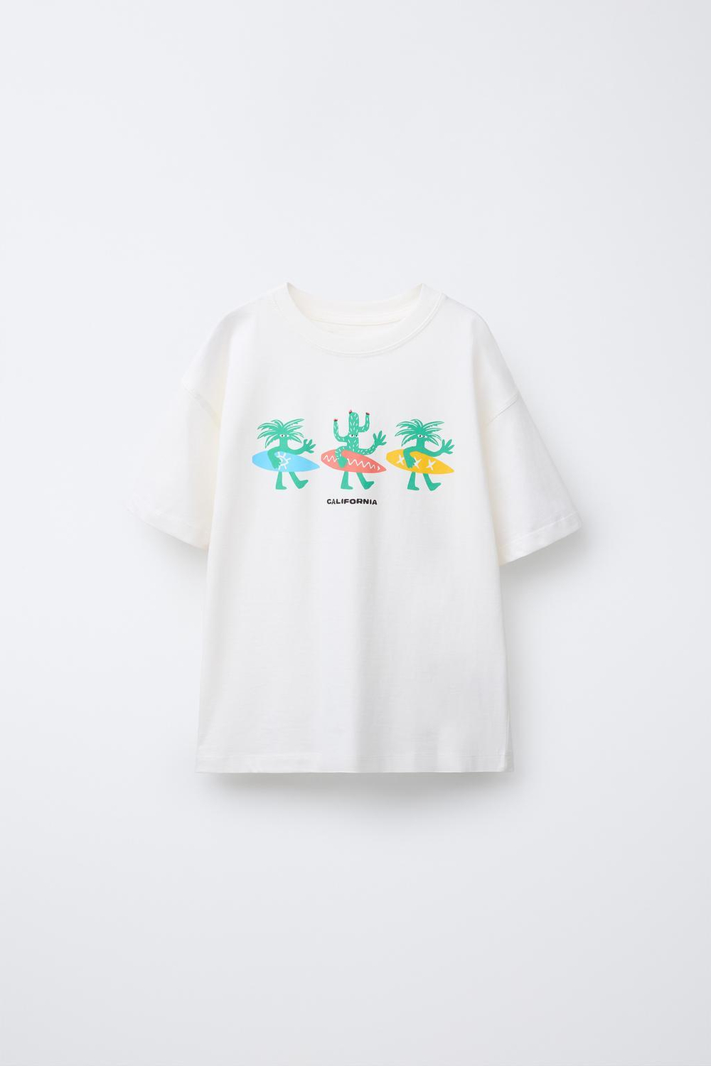 ZARA ФУТБОЛКА С ПРИНТОМ, БЕЛЫЙ