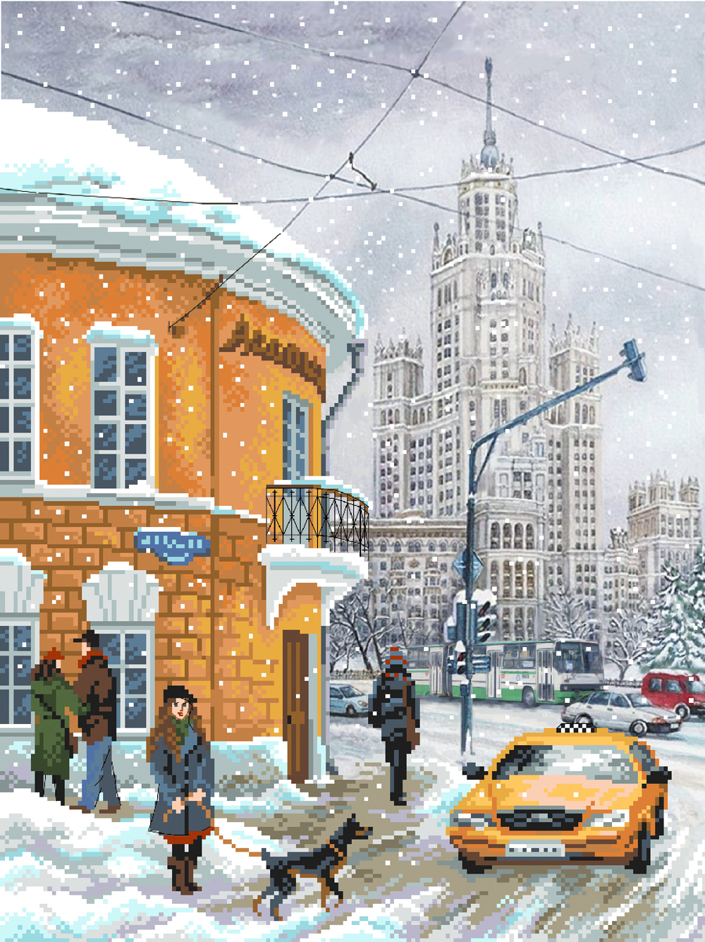 "Яузский бульвар"-1724 канва с нанесенным фоном