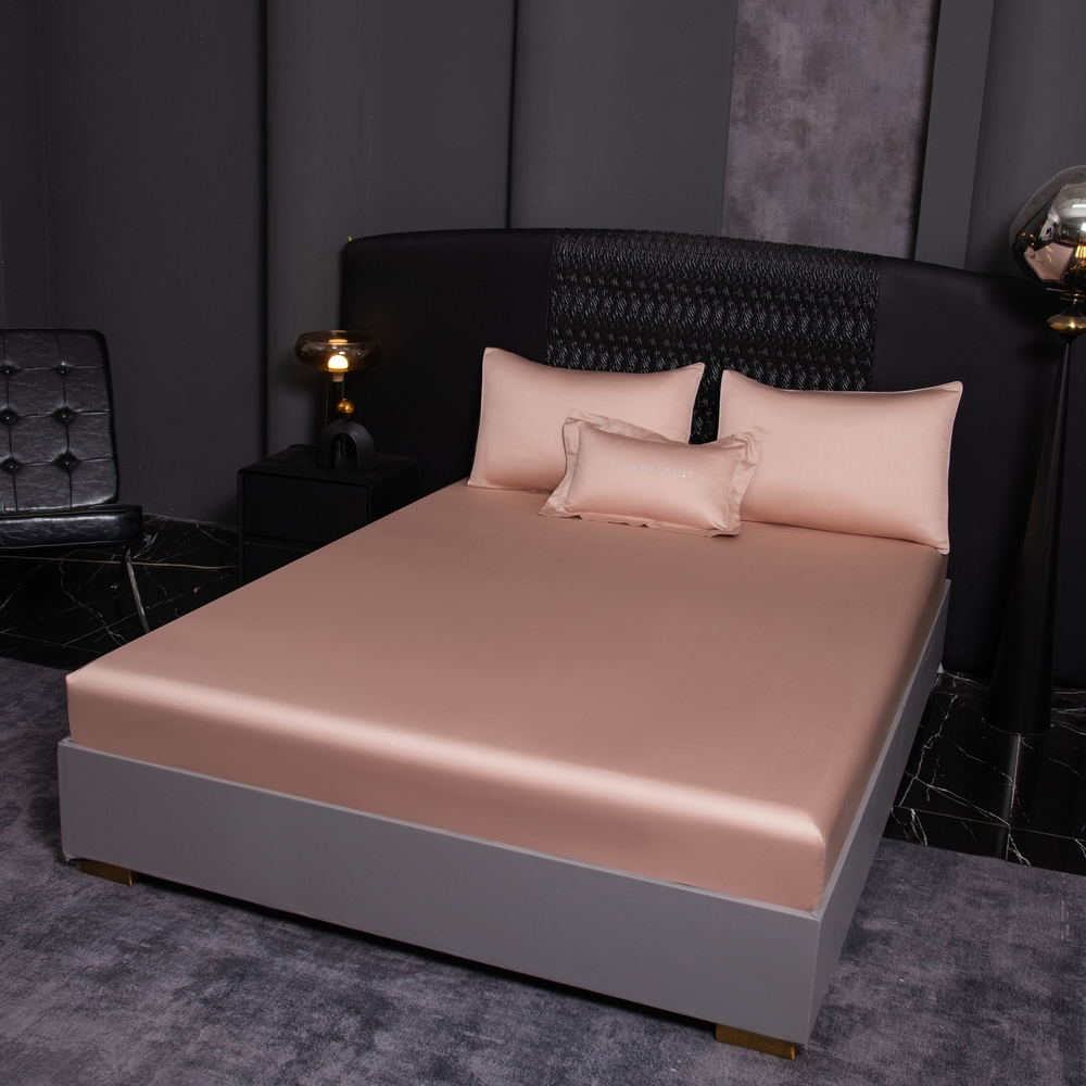 КПБ Однотонный Сатин Премиум на резинке OCPR010, Семейный, 4 наволочки, простынь 160*200*30