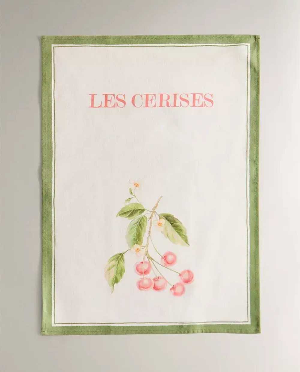 ZARA HOME НАБОР КУХОННЫХ ПОЛОТЕНЕЦ ИЗ ХЛОПКА С ВИШНЯМИ (НАБОР ИЗ 2 ШТУК), КРАСНЫЙ