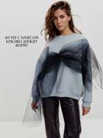 Свитшот oversize с лифом из сетки