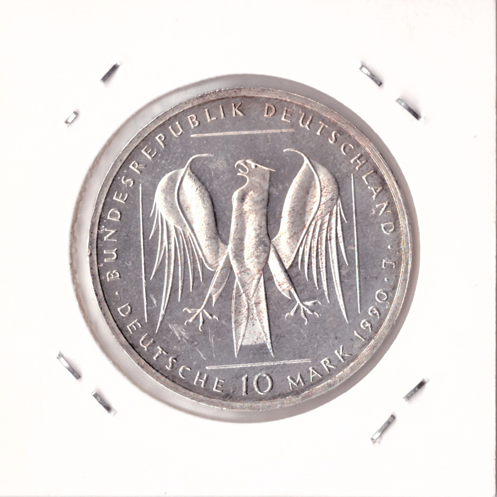 10 марок 1990 год (J) 800 лет Тевтонскому ордену, Германия. AU