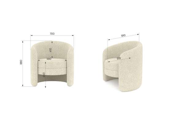 Кресло Ellipse E7.4 (молочный, рогожка)