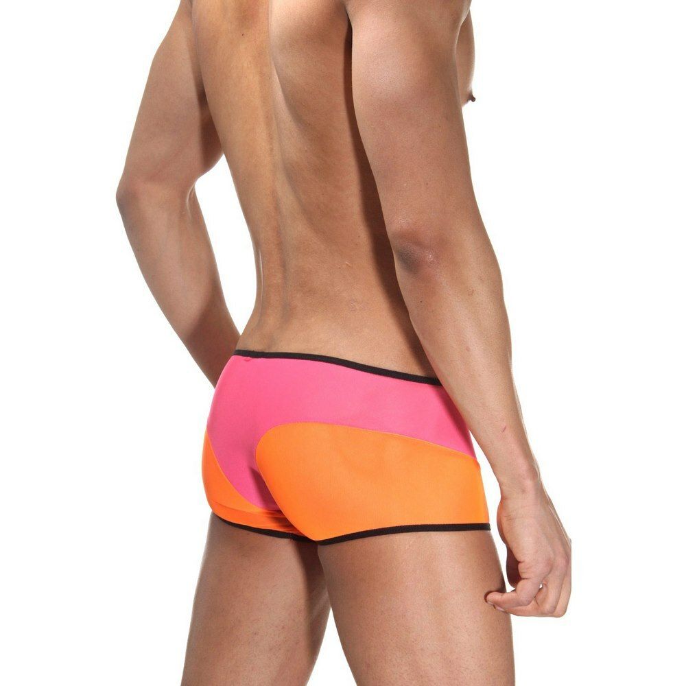 Мужские трусы хипсы черные с оранжево-розовым Cosmos Colors BR30OP