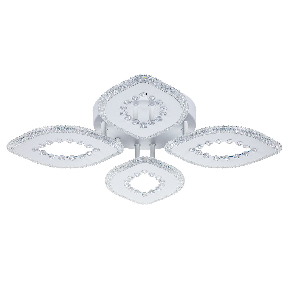 Светодиодный светильник 72Вт, 6748Лм, 3300К-6500К,Ra>80, ИК-пульт, плавная регулировка мощности, изменение цветовой температуры, ночник, металл/акрил, белый