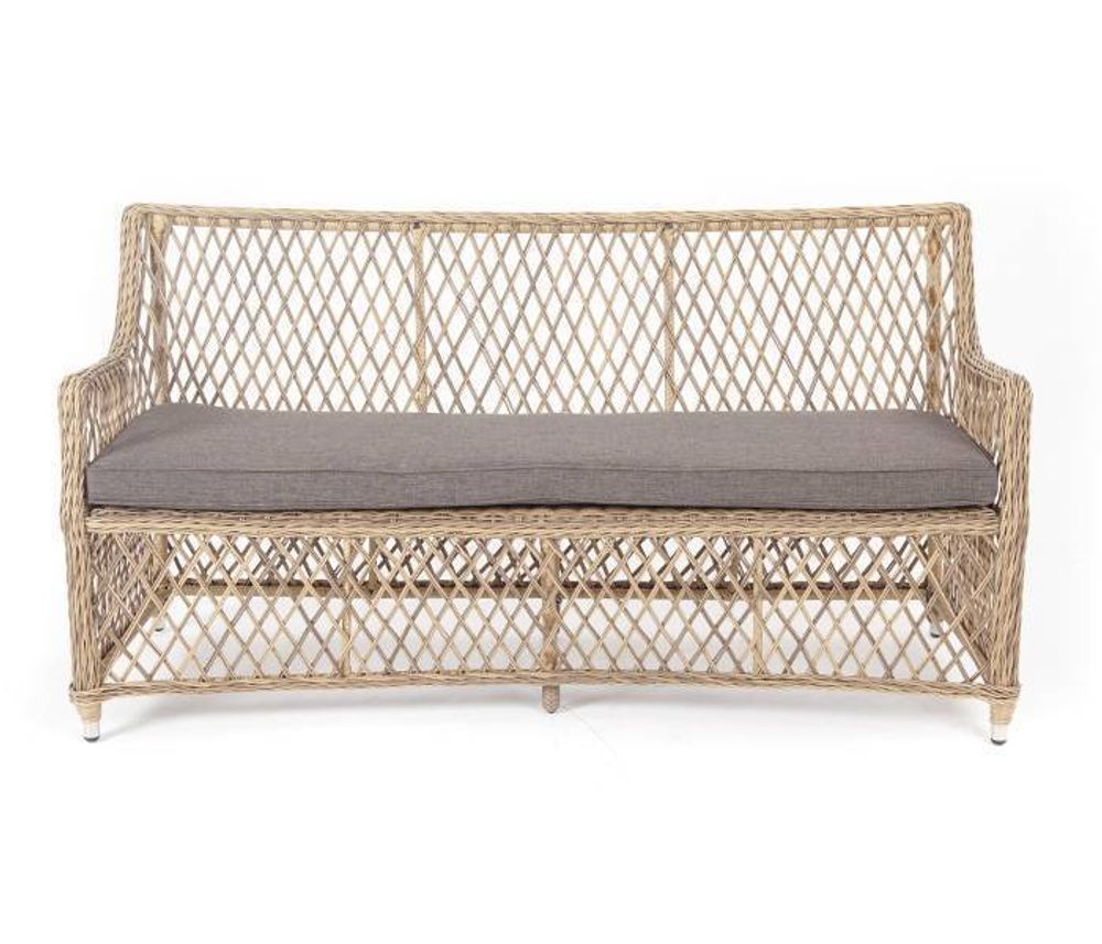 "Латте" диван двухместный из искусственного ротанга, цвет соломенный