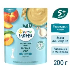 Каша овсяная детская ФрутоНяня с 5 месяцев, с персиком , молочная, сухая, 200 г