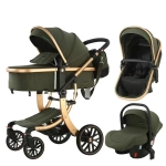 Детская коляска Luxmom 601A 3в1 (тёмно-зеленый)