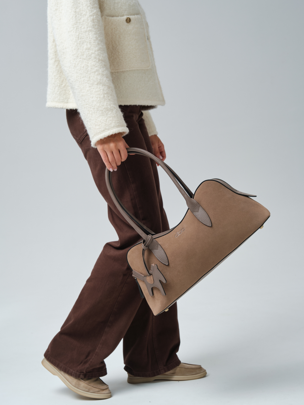 Замшевая сумка Jockey DBR 31168 серо-коричневый