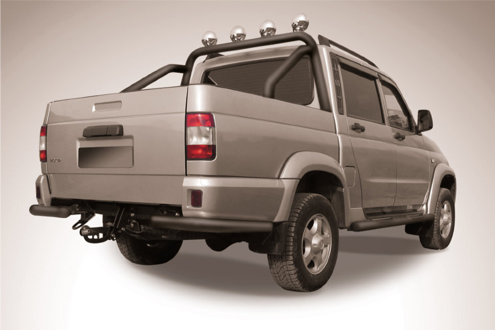 Защита заднего бампера UAZ Pickup (2014-2023) d76 уголки серебристая