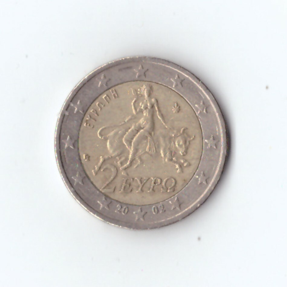 2 евро 2002 Европа бык Греция VF