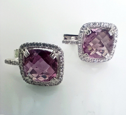 Серьги серебряные Эстерелла, 925 проба, с выращенным александритом и фианитом/Ф