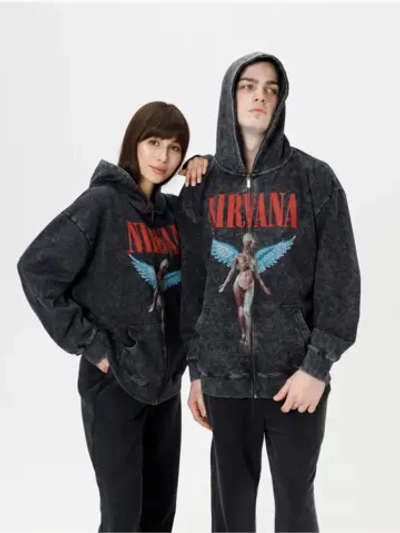 Зип Худи PARABOLA Nirvana оверсайз для мужчин и женщин