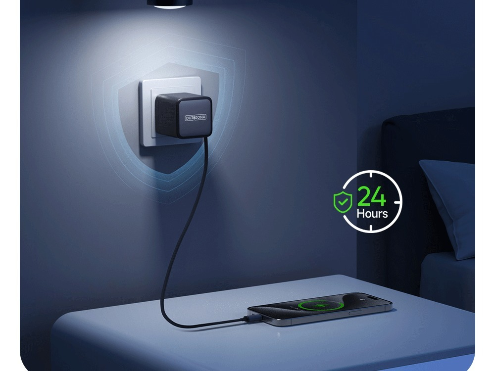 Быстрое зарядное устройство 65W с телескопическим кабелем 70см с разъемом USB-C, Duzzona