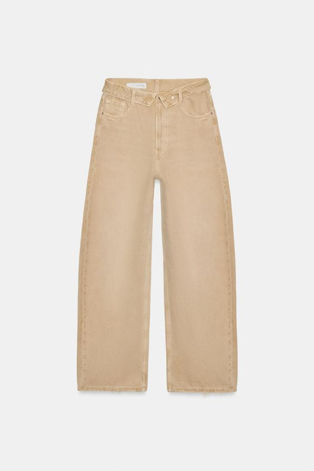 ZARA ДЖИНСЫ TRF СО СРЕДНЕЙ ПОСАДКОЙ И ОТЛОЖНЫМ ПОЯСОМ, РЫЖЕВАТО-КОРИЧНЕВЫЙ