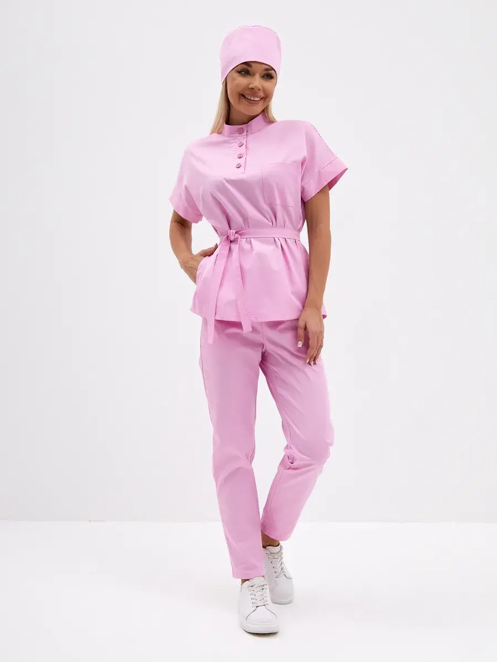 медицинская рубашка блузка для медиков розовая