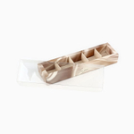 Коробка для 5 конфет с пластиковой крышкой "ШЕЛК" 6*23*3 см