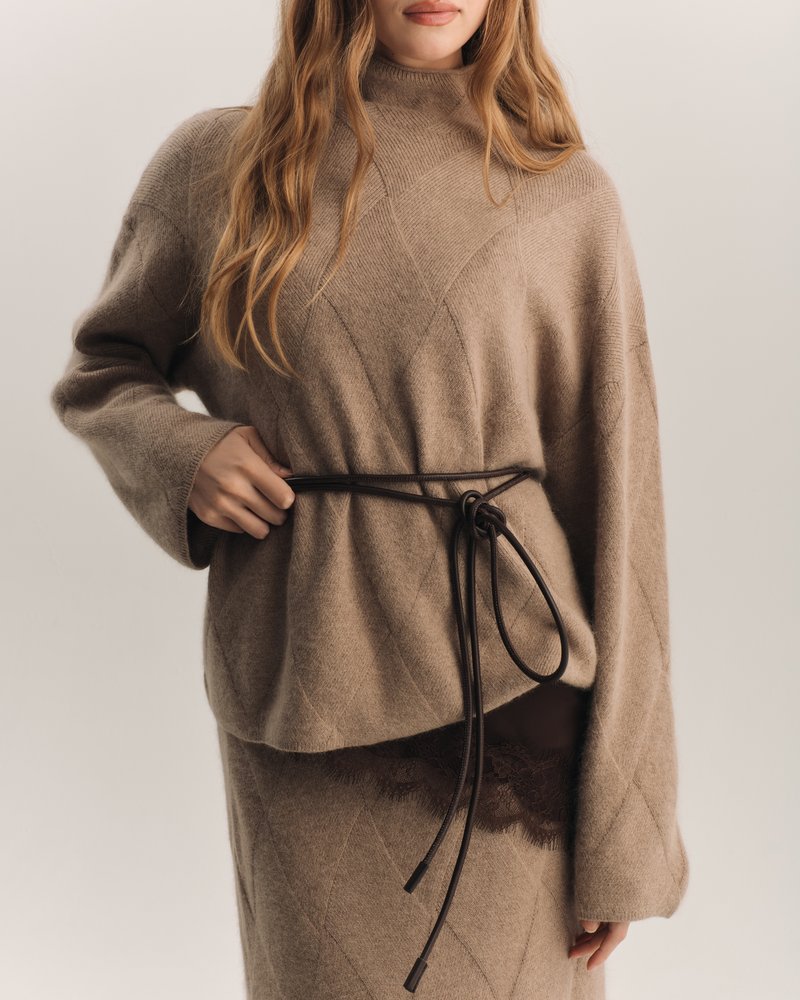 Ремень-шнурок длинный шоколадный