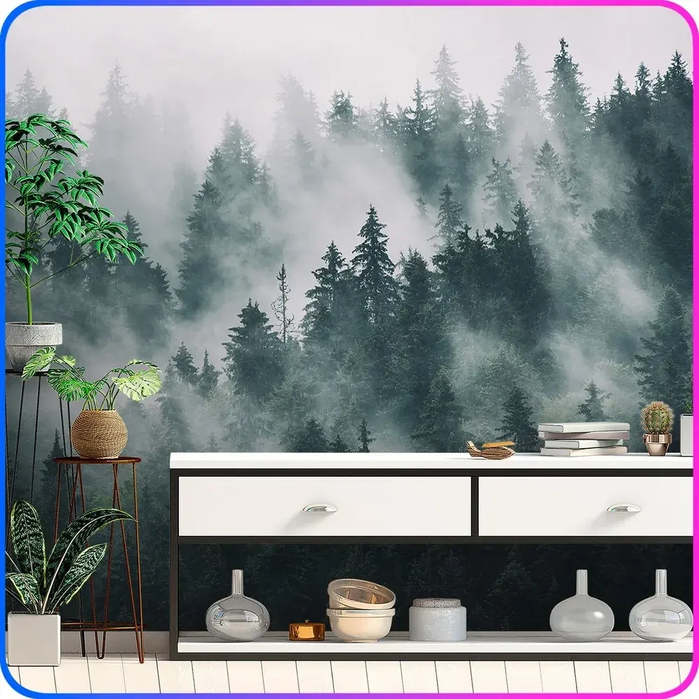 Фотообои 3d на стену флизелиновые Туманный лес 300х270 см Luxury Walls AM13103