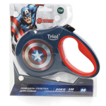 Поводок-рулетка для собак Marvel Капитан Америка M, 5м до 20кг, лента, Triol-Disney