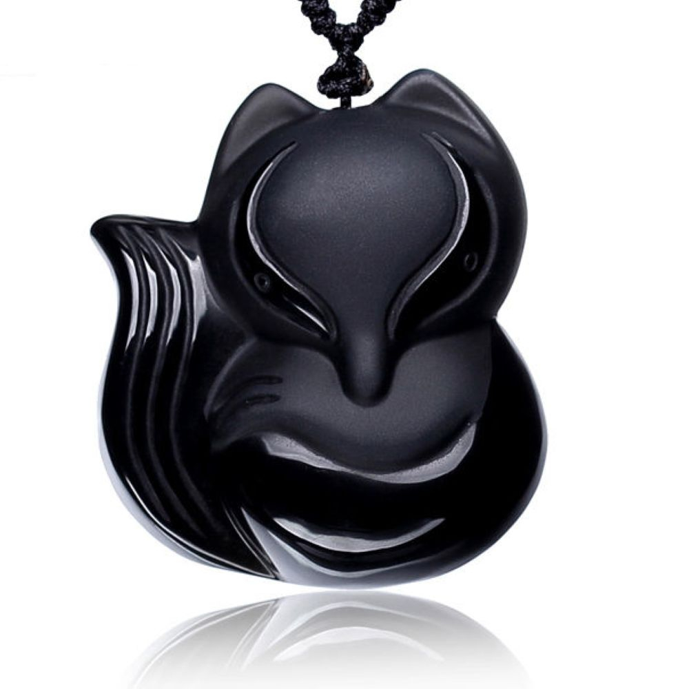 Подвеска Хитрая лиса Хитрость и Обаяние натуральный обсидиан О-10