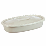 Миска 1,5л прямоугольная с крышкой, белый ротанг