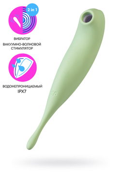 Вакуум-волновой бесконтактный стимулятор клитора Satisfyer Twirling Pro, силикон, зеленый