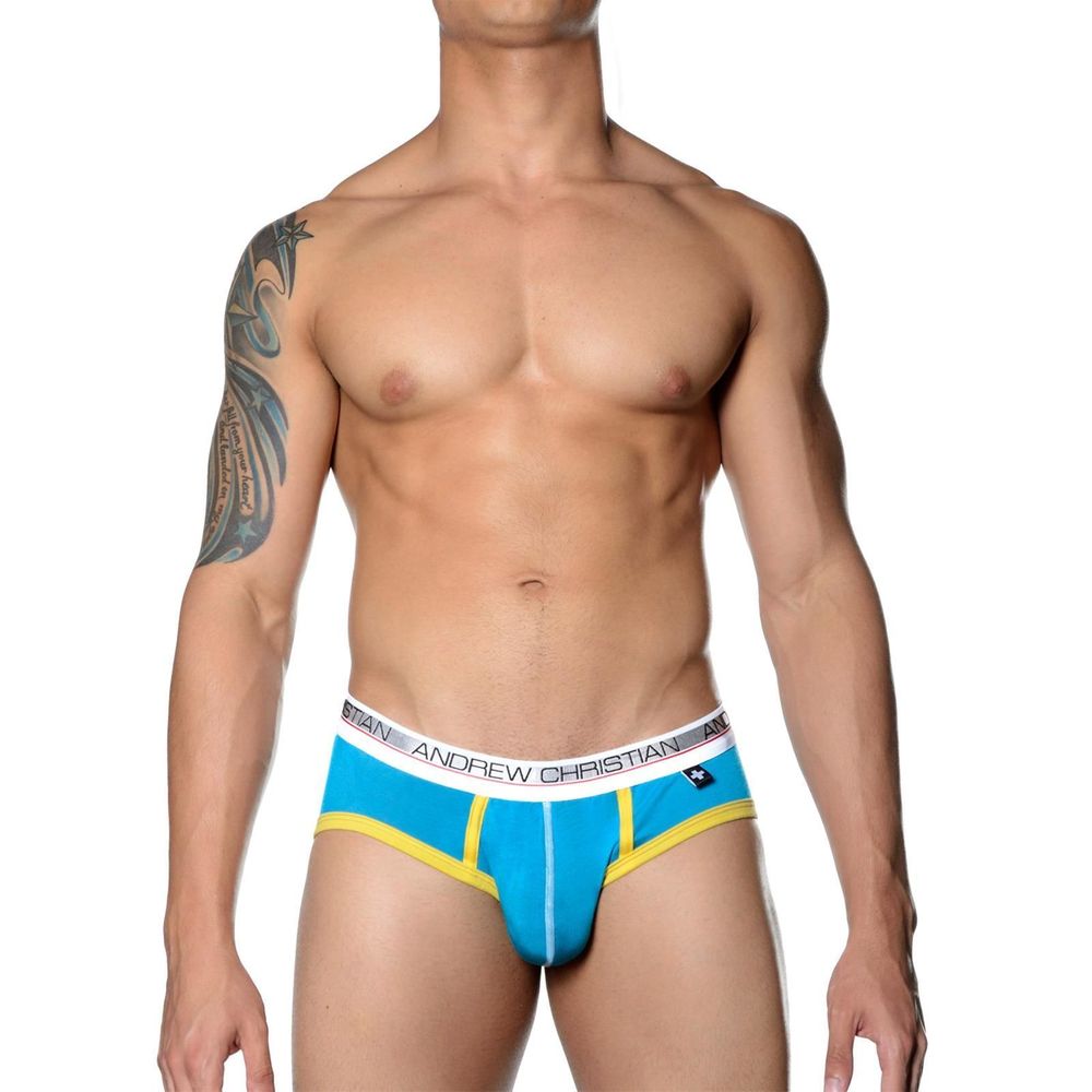 Мужские трусы брифы Andrew Christian Show-it-low-profile brief Blue yellow AC3-M081