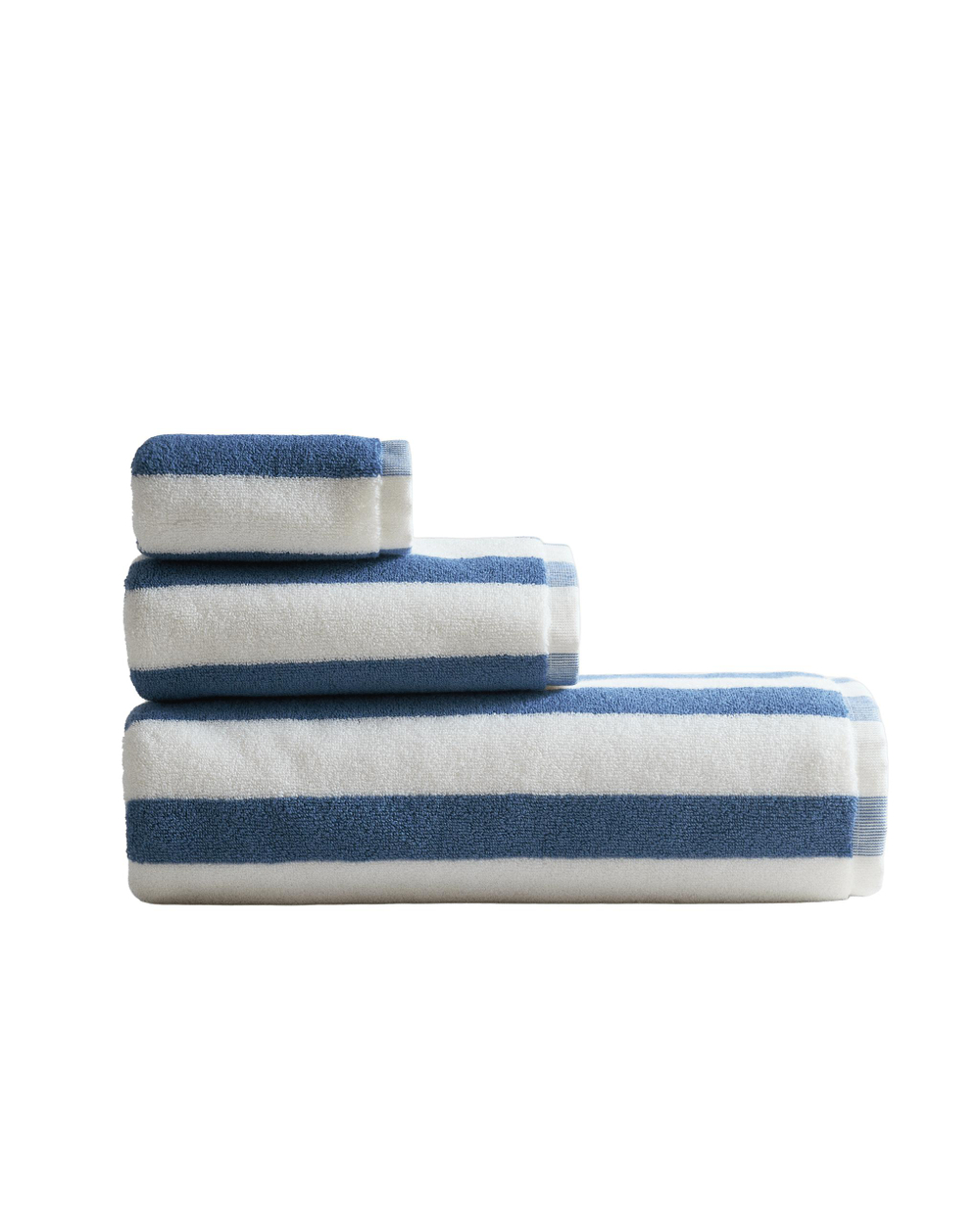 Zara Home Полотенце для лица и рук из хлопка, синий, в полоску · 5546/013