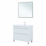 Тумба с раковиной Aquanet Нота New 90 344147+284114 белая глянцевая