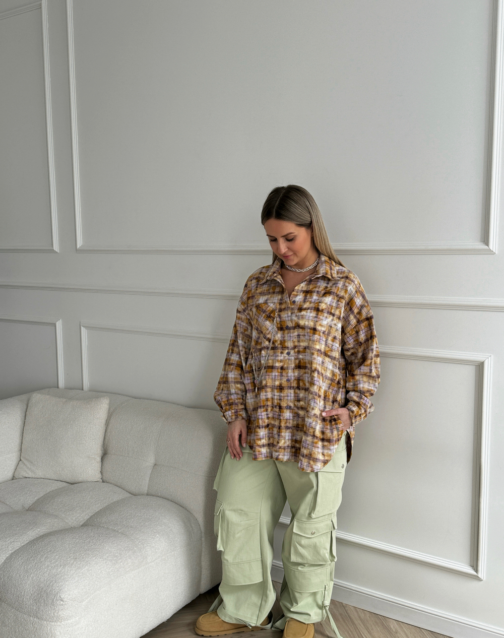 Рубашка винтажная клетка