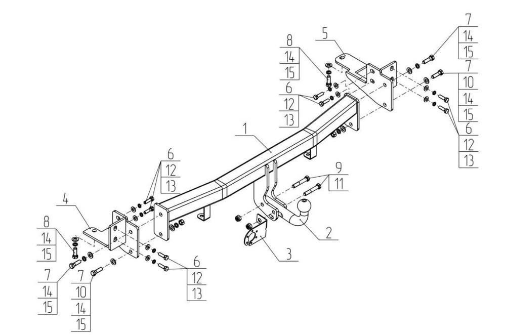 Фаркоп на Kia Mohave 2009-2020. Необходима подрезка бампера. Тип шара: A. Нагрузки: 2000/100 кг, KI 41