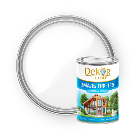 DEKOR LUXE  Эмаль ПФ-115 Белая 0,8кг (Кубанские краски)