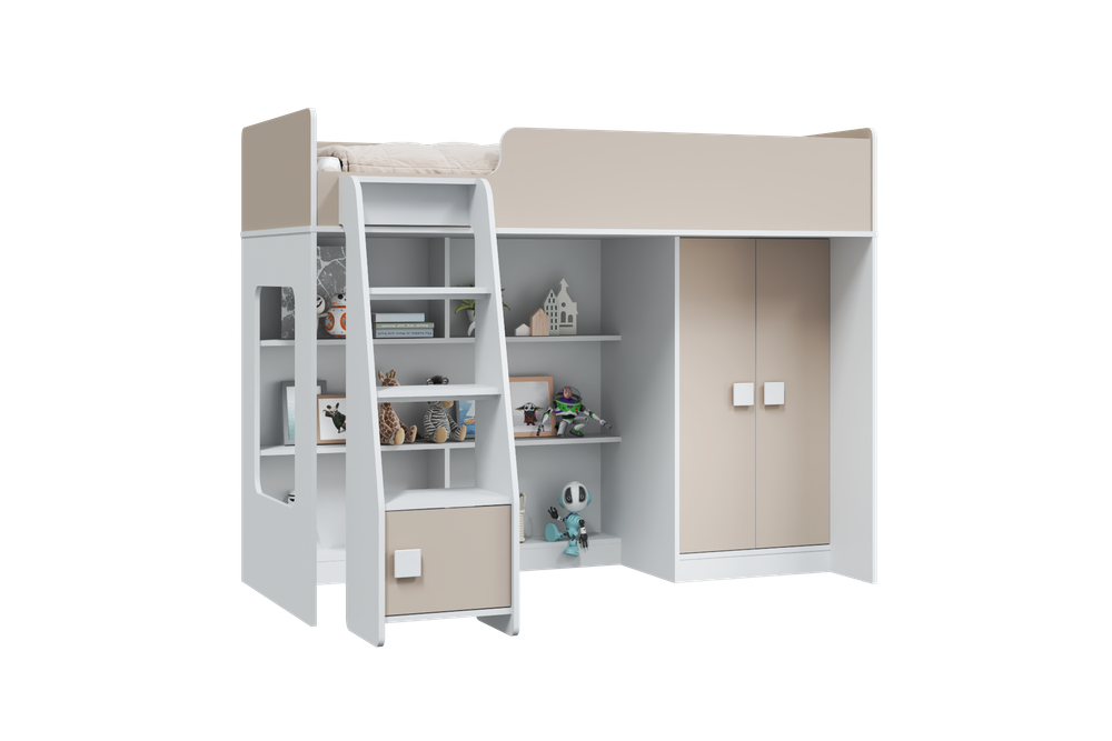 ТЕМА-8 Кровать-чердак шкаф прямой