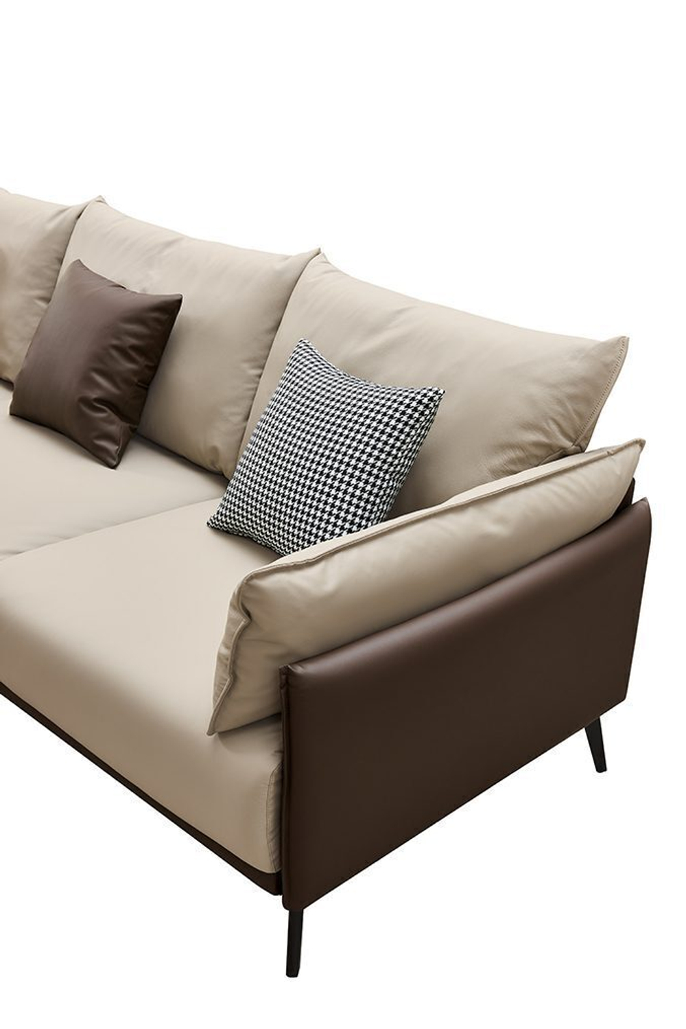 Диван ELEGANTE NAPPA SF015 угловой (3-х местный левый угол) бежевый/коричневый