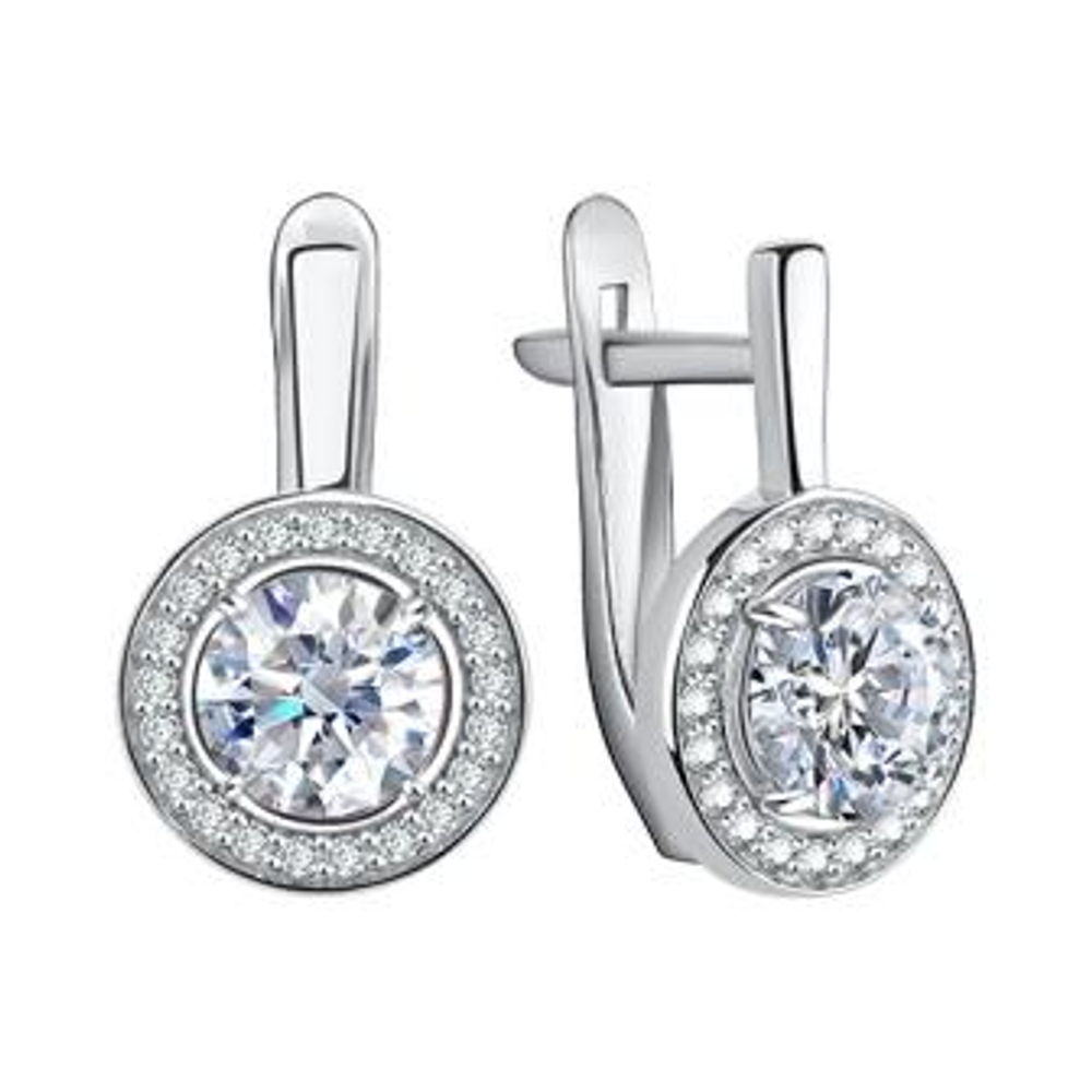Серьги из серебра с фианитами