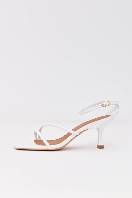 Босоножки из натуральной кожи с квадратным мысом, белый