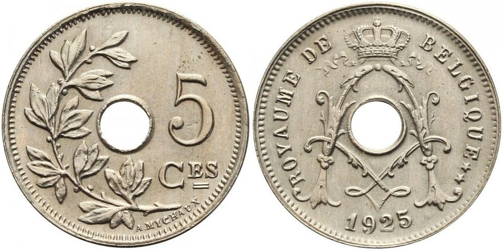 Бельгия 5 сантимов, 1910 - 1932 ROYAUME DE BELGIQUE XF