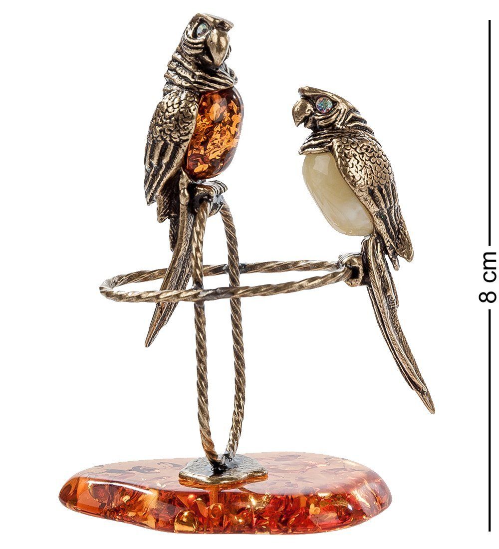 Народные промыслы AM- 514 Фигурка «Попугаи» (латунь, янтарь)
