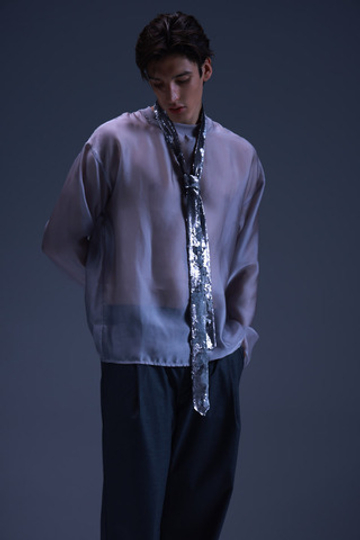 Галстук из пайеток, серебро