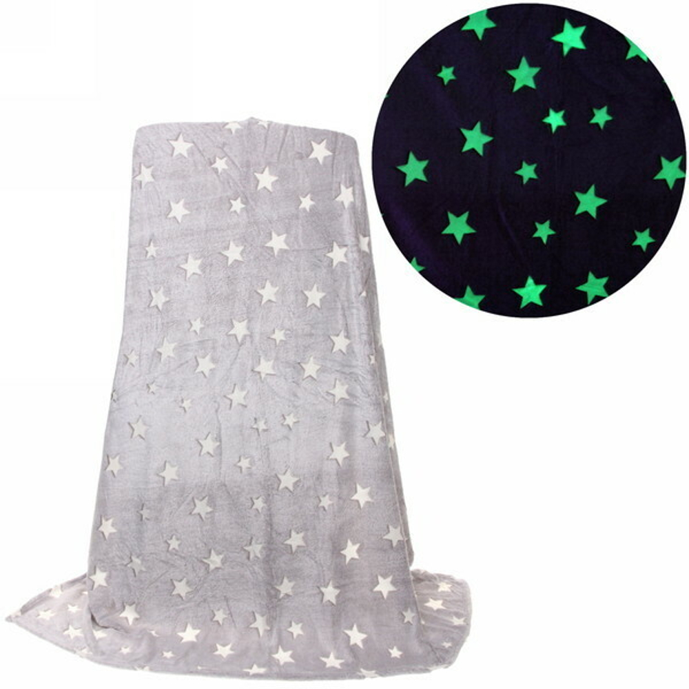 Плед 150*200см «Neon-Звезды» светящийся, цвет серый, микрофлис Ультрамарин