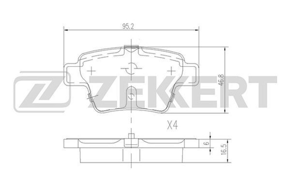 ZEKKERT BS1144 Колодки задние для Citroen C4 04-, Peugeot 207 CC 07-, 207 SW 07-, 207/207+ 06-, 307 00-, BYD G6 11-, Geely Emgrand