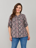 Блузка БЛ-131/пьедепуль-черныйтерракот