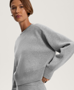 Oysho Вязаный джемпер с круглым вырезом, серый