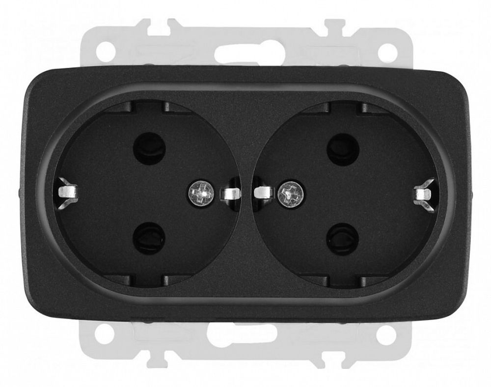 Розетка двойная с заземлением, без рамки Arte Milano am-205 205.40-2.black