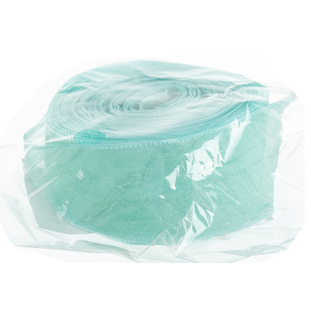 Лента органза (2,5 см*9,14 м) Нежная грация, Бирюзовый, 1 шт., 6233989