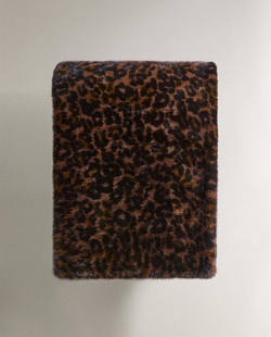 Zara Home - Плед из меха леопарда, коричневый, 140x190 см