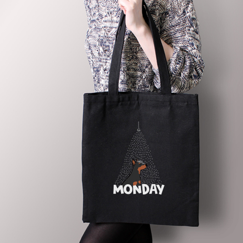 Тканевая сумка "Цвергпинчер в понедельник"