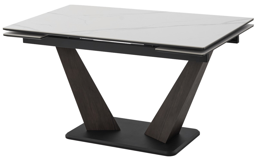Стол ВИРДЖИНИЯ 140 MATTE БЕЛЫЙ МРАМОР, керамика / ЛЕСНОЙ ОРЕХ, ЧЕРНЫЙ, М-City